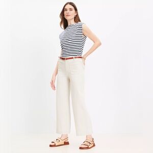 NWT Palmer Wide Leg Crop Pants in Light Khaki Twill - Size 8R